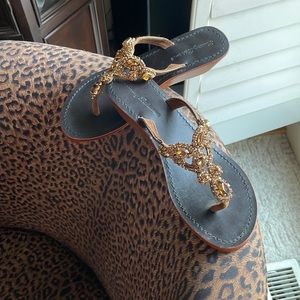 Bronze jeweled Tommy Bahama sandals size 6